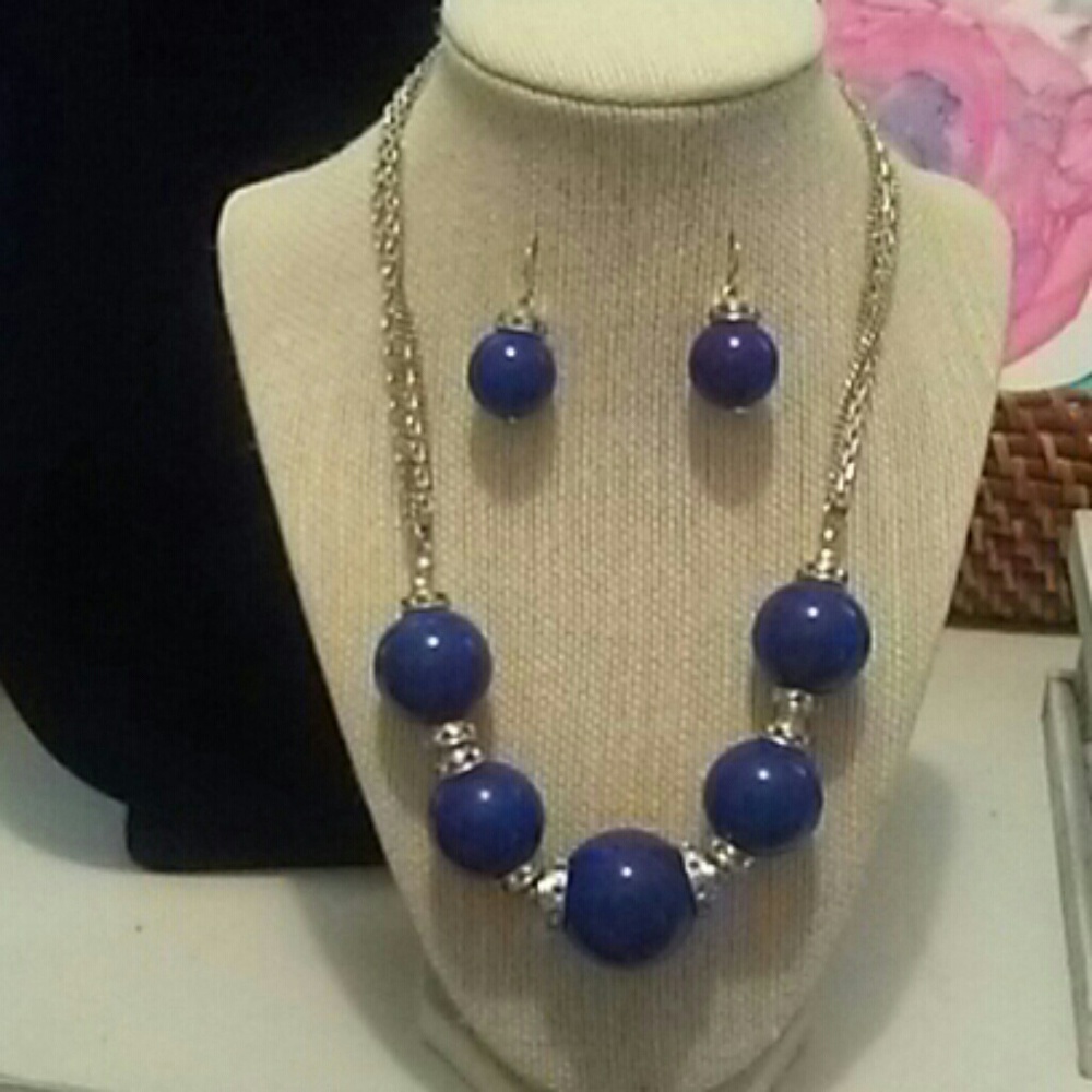 KENNETH COLE BLUE NECKLACE WITH EARRINGS